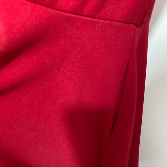 Red Party Dress Size Juniors Medium Dotted Swiss Yoke Fit & Flare Zip Back - Picture 5 of 12